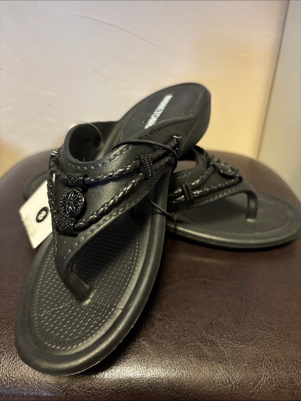 Minnetonka Black Silverthorne Sandals for Women